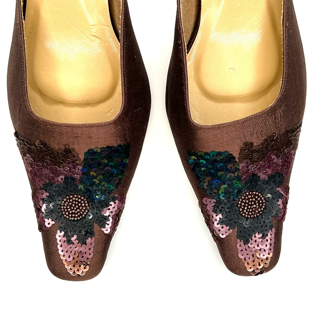 Mandarina Limited Edition Silk Kitten Heel Mules – Size 8